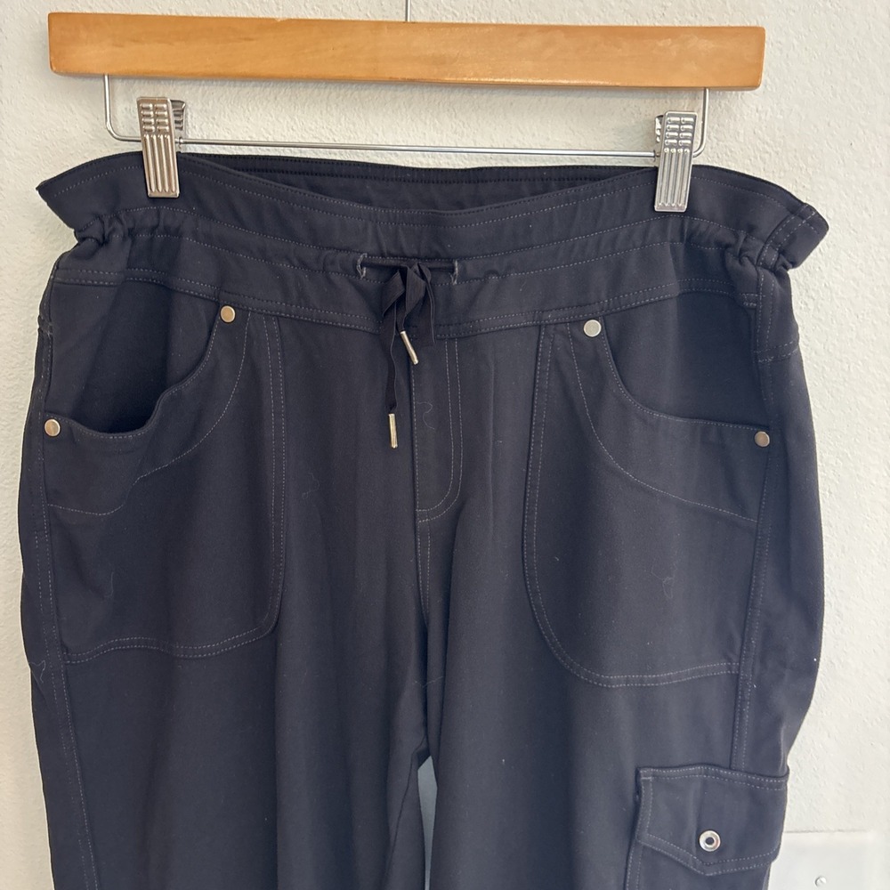 KUHL Mova Pants Womens 14 Regular Black Stretch Knit Drawstring Cargo Travel